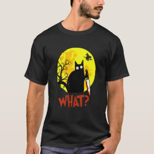 What Murderous Cat Holding Knife Funny Halloween C T-Shirt