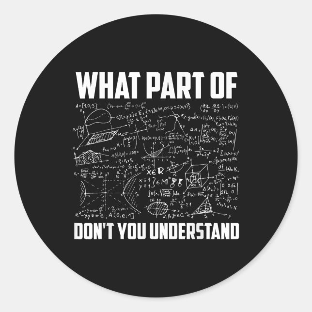 What Part Of Dont You Understand _ Funny Math Teac Classic Round Sticker (Front)