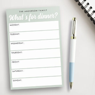 What 's for dinner light sage green weekly planner post-it notes
