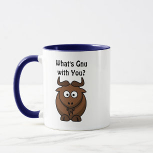 What’s Gnu, Funny Buffalo Cartoon Animal Pun Mug