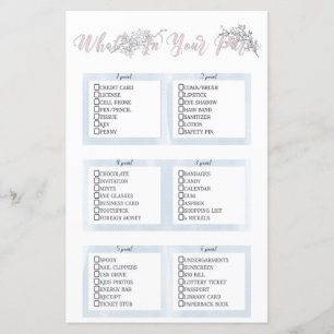 What’s in your Purse Botanical Bridal Shower Game