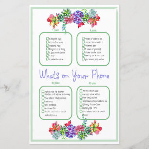 What’s on your phone Succulent Baby Shower Game