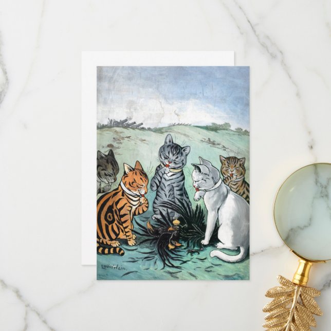 What Shall we do with the Feathers by Louis Wain Thank You Card (Front/Back In Situ)