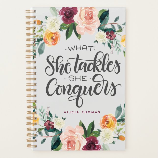 What she tackles she conquers planner (Front)