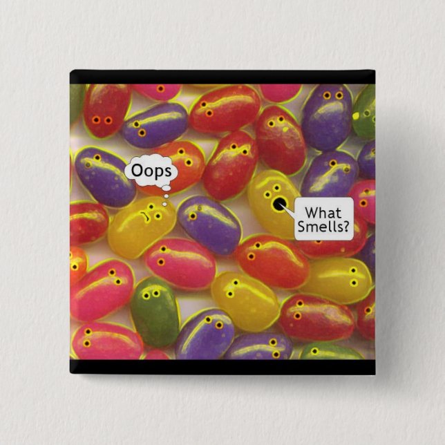 What Smells? Jelly Beans 2 Inch Square Button (Front)