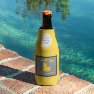 What the Duck Birthday Funny Yellow Bottle Cooler
