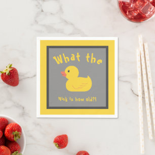 What the Duck Birthday Funny Yellow Napkin
