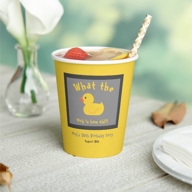 What the Duck Birthday Funny Yellow Paper Cups (Insitu)
