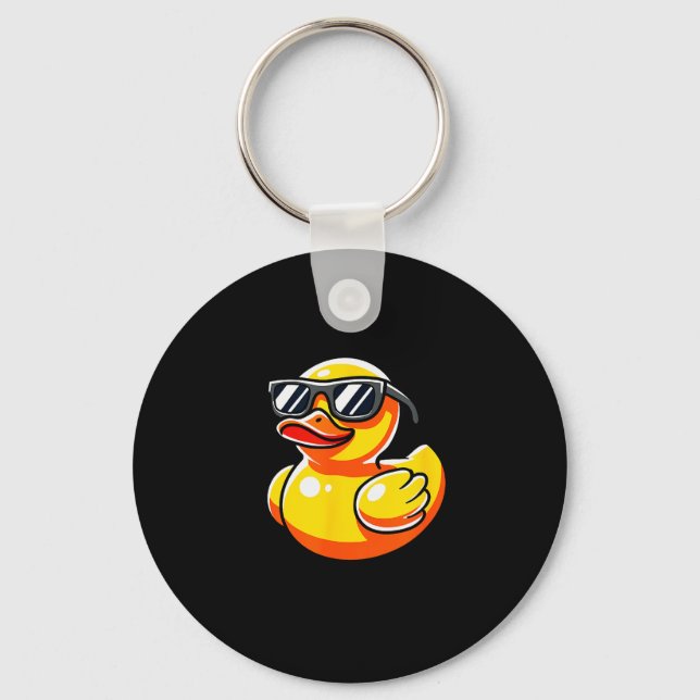 What The Duck Owner I Love Ducks Lover Funny Rubbe Keychain (Front)