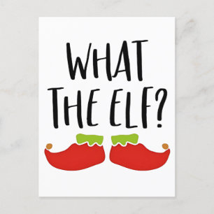 What the Elf Funny Christmas Elf Santa Claus Invitation Postcard