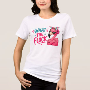 What The Flock - Pink Flamingo Sunglasses Tropical Tri-Blend Shirt