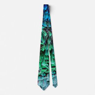 What the Glitch - Abstract Teal & Blue Pixel Art Tie