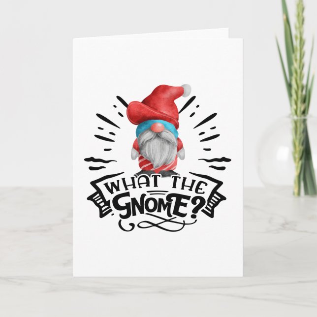 What The Gnome Funny Christmas Pun Card (Front)