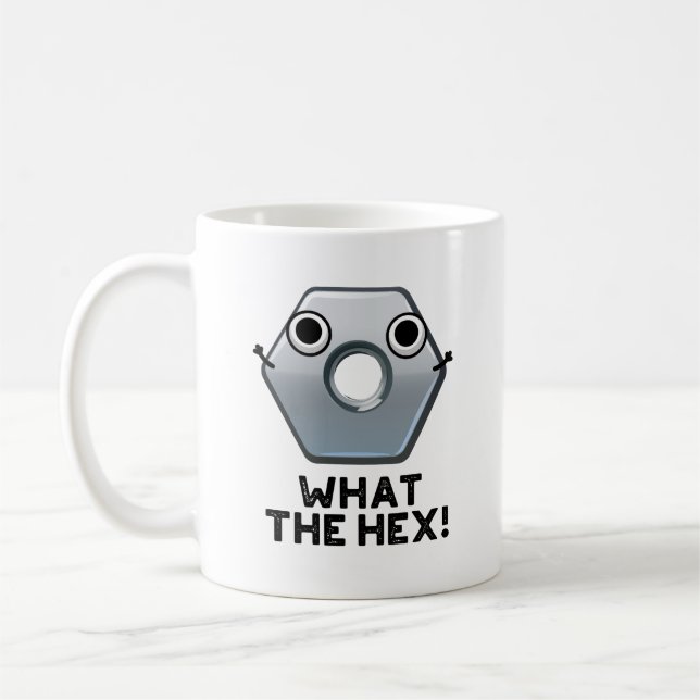 What The Hex Funny Hexagon Shape Pun  Coffee Mug (Left)