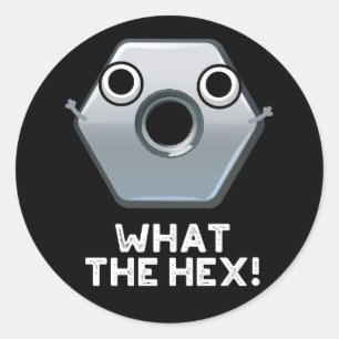 What The Hex Funny Hexagon Shape Pun Dark BG Classic Round Sticker
