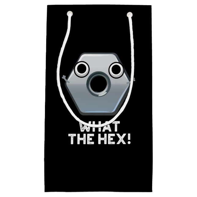 What The Hex Funny Hexagon Shape Pun Dark BG Small Gift Bag (Front)