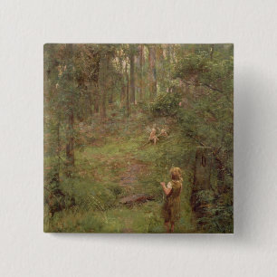 What the Little Girl Saw in the Bush, 1904 2 Inch Square Button