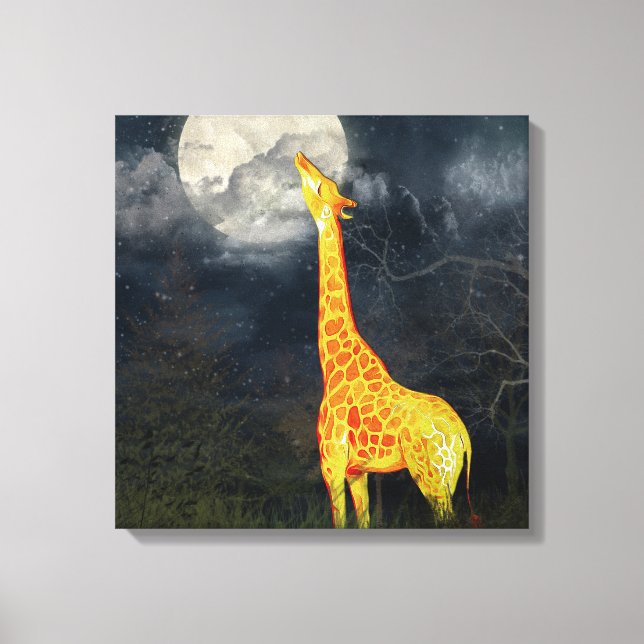 What the moon tastes like? Giraffe & Moon | Canvas Print (Front)