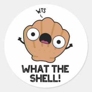 What The Shell Funny Sea Shell Pun Classic Round Sticker