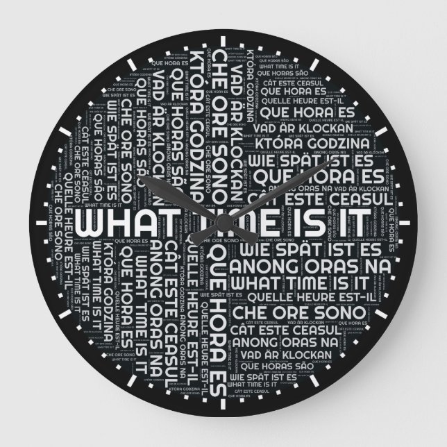 WHAT TIME IS IT (linguaphiles) Large Clock (Front)