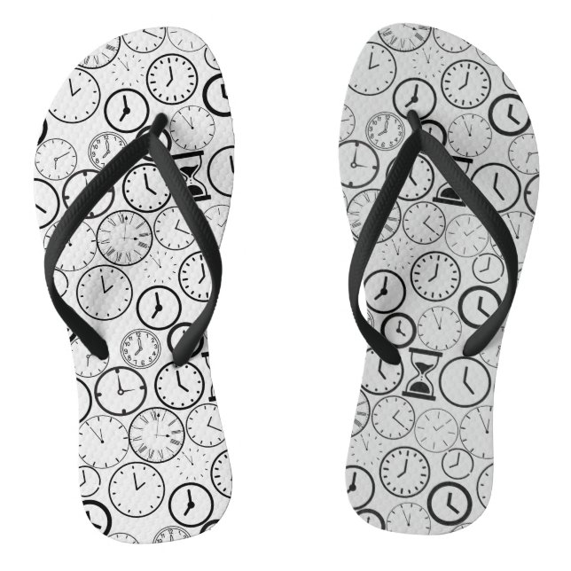 What time is it.wx4 L Grey BG Flip Flops (Footbed)