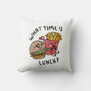 What time is lunch throw pillow