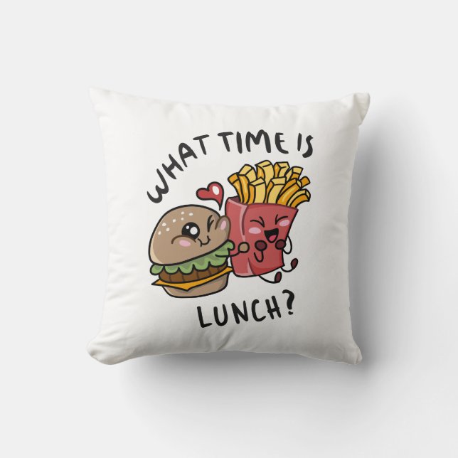 What time is lunch throw pillow (Front)