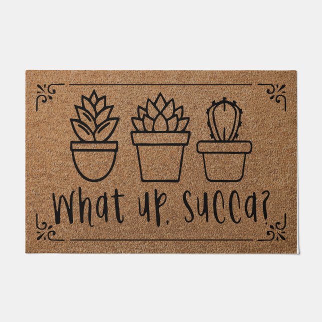 What Up Succa Doormat, Succulent Doormat (Front)