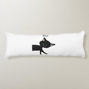 What Up Witches! Funny Black Cat with Green Eyes Body Pillow