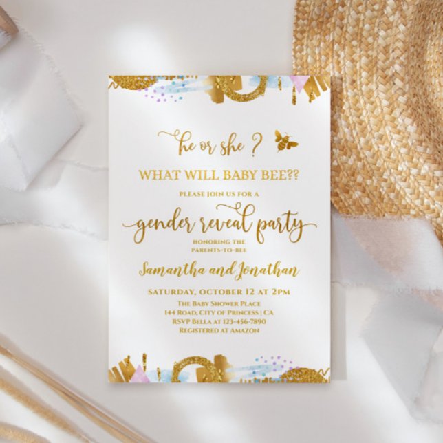 What Will Baby Be Bee Theme Gender Reveal Invitation (Creator Uploaded)