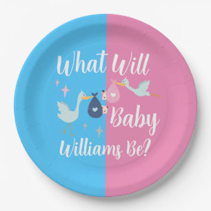 What Will Baby Be Gender Reveal Party Paper Plate