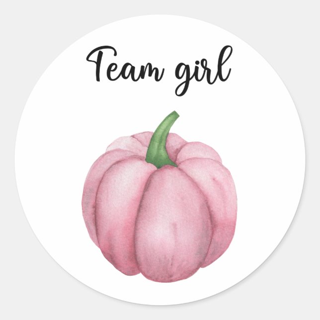 What will baby be team girl pumpkin classic round sticker (Front)
