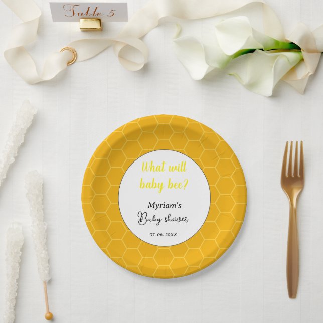 What will baby bee baby shower party| bee theme paper plate (Wedding)