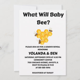 What Will Baby Bee Gender Reveal Invitation