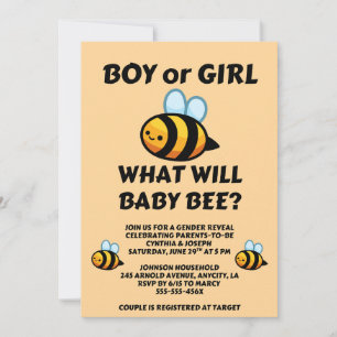 What Will Baby Bee Gender Reveal Invitation