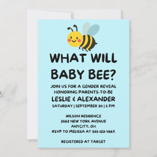 What Will Baby Bee Gender Reveal Invitation