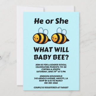 What Will Baby Bee Gender Reveal Invitation