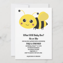 What Will Baby Bee Gender Reveal Invitation