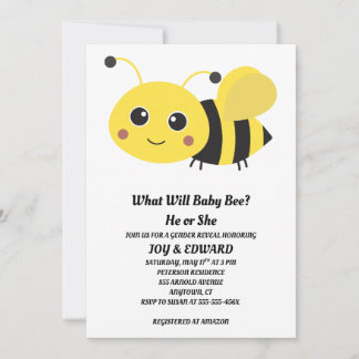 What Will Baby Bee Gender Reveal Invitation