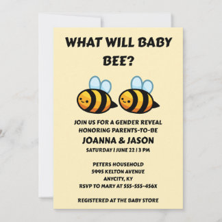 What Will Baby Bee Gender Reveal Invitation