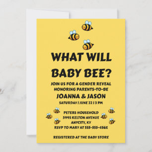 What Will Baby Bee Gender Reveal Invitation