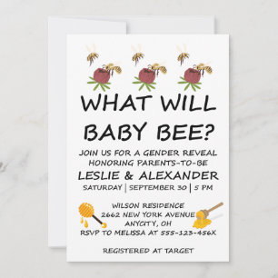 What Will Baby Bee Gender Reveal Invitation