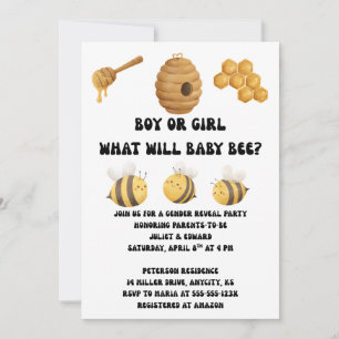 What Will Baby Bee Gender Reveal Invitation