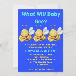 What Will Baby Bee Gender Reveal Invitation