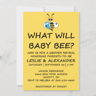 What Will Baby Bee Gender Reveal Invitation