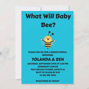 What Will Baby Bee Gender Reveal Invitation