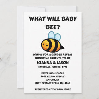 What Will Baby Bee Gender Reveal Invitation