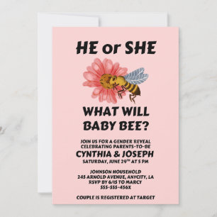 What Will Baby Bee Gender Reveal Invitation