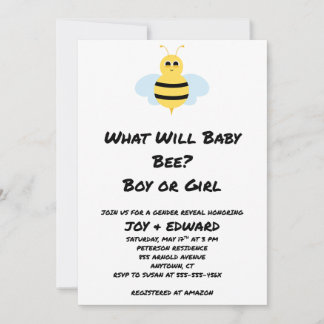 What Will Baby Bee Gender Reveal  Invitation