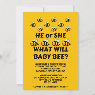 What Will Baby Bee Gender Reveal Invitation